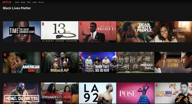 The 'Black Lives Matter' section on Netflix boasts a variety of things to watch