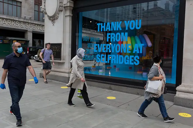 Queuing markers placed outside Selfridges