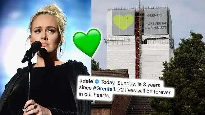 Adele pays tribute to victims of the Grenfell Tower disaster