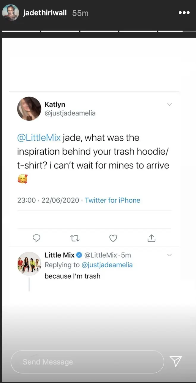 Jade Thirlwall joked about the inspiration behind her 'Trash' hoodie
