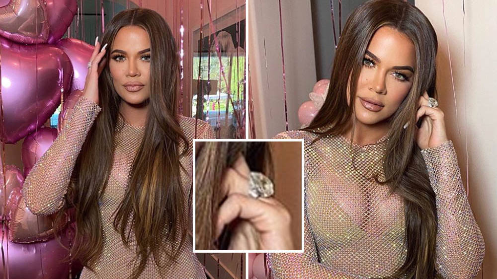 Khloe Kardashian's huge diamond ring sparks engagement rumours.