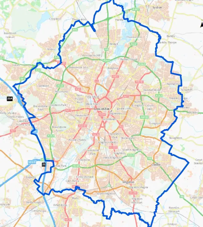 Public Health England reveal a map of lockdown area in Leicester