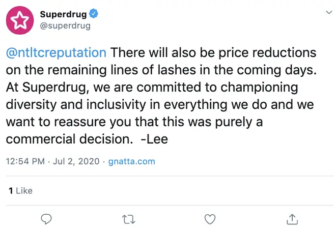 It was explained that lash lines will be undergoing price reductions