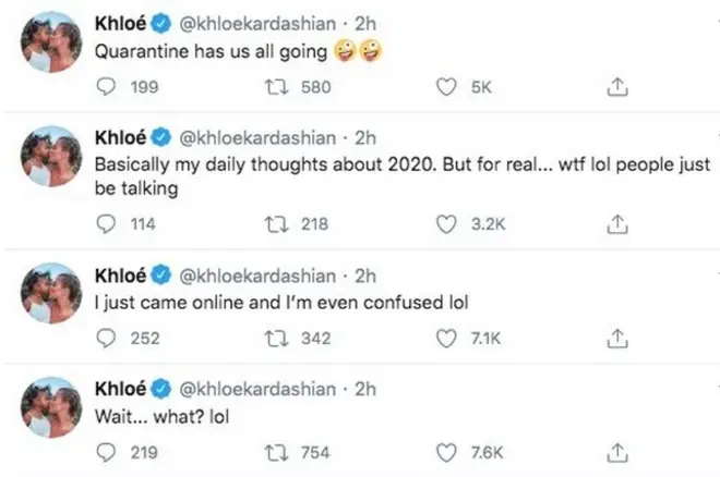 Khloe Kardashian reacted to engagement rumours on Twitter