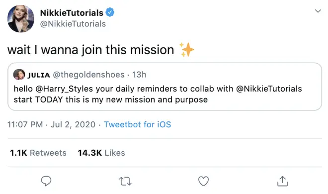 Nikkie Tutorials responded to the idea of her collaborating with Harry Styles