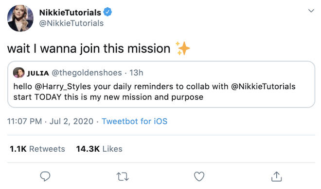 Nikkie Tutorials responded to the idea of her collaborating with Harry Styles