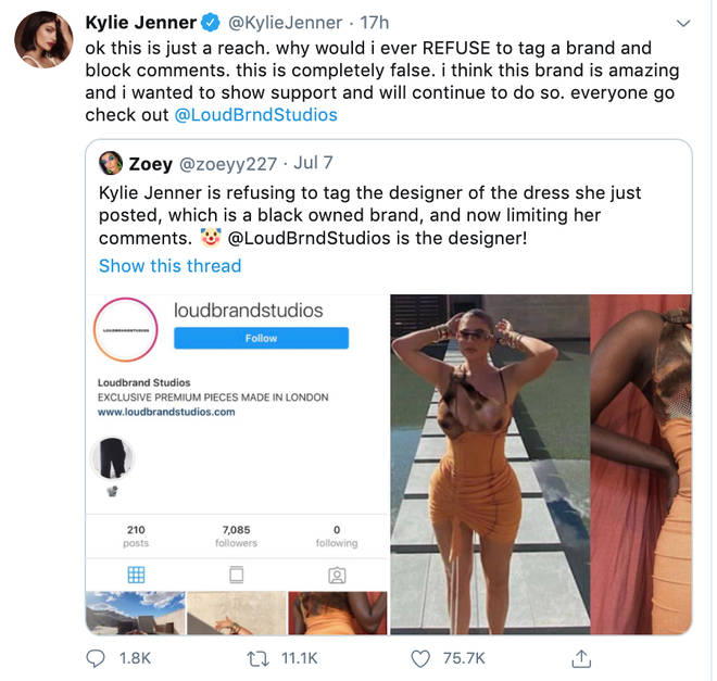 Kylie Jenner hits back at claims she's refusing to tag a Black designer