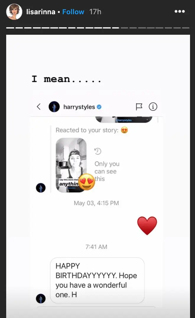 Harry slid into Lisa's DMs on her birthday.