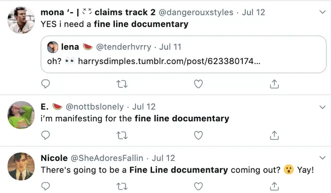 Harry Styles fans are hoping for a Fine Line documentary