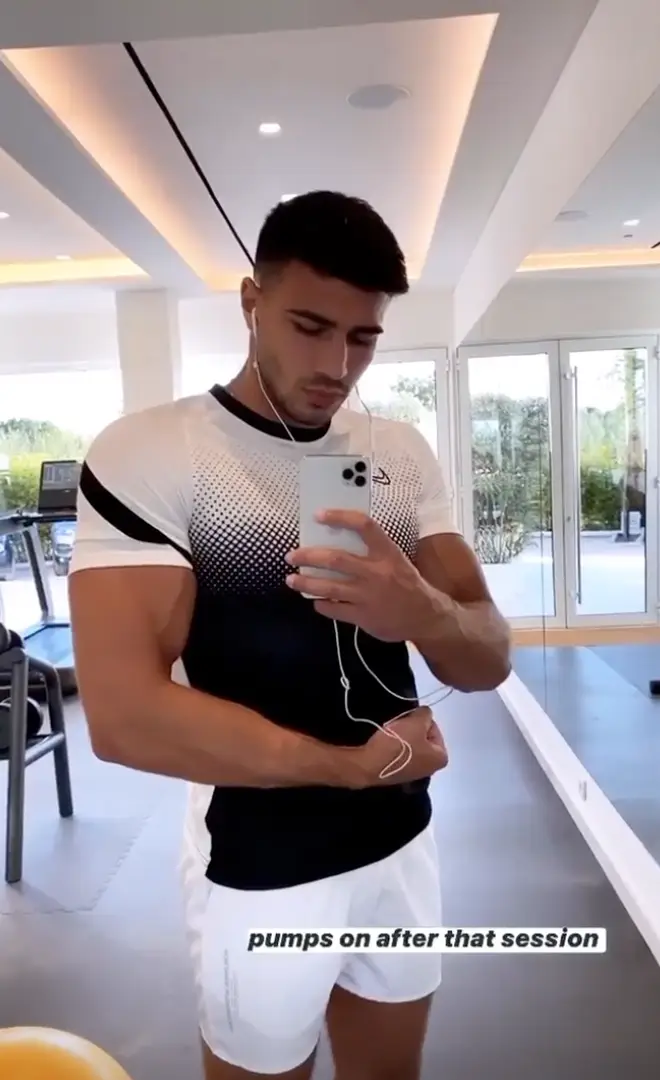 Tommy Fury has been hitting the gym on holiday