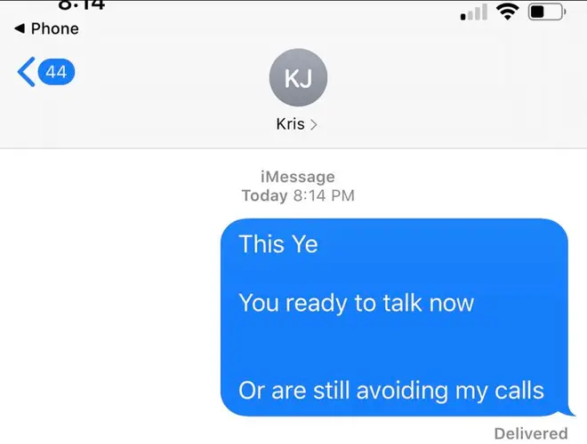 Kanye also posted a screenshot of a text seemingly to Kris Jenner