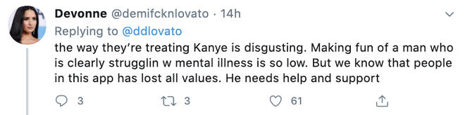 Demi Lovato showed concern for Kanye West's mental health
