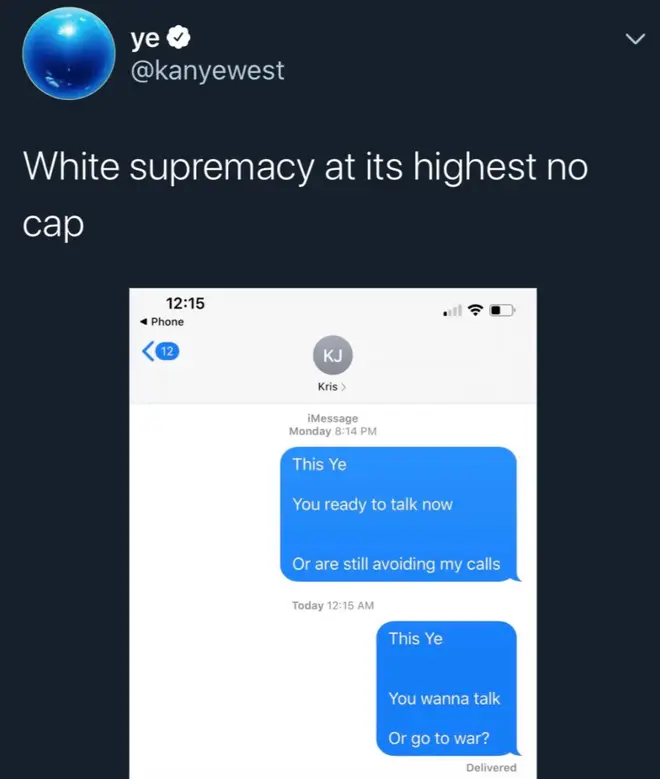 Kanye West posts screenshots of him texting Kris Jenner