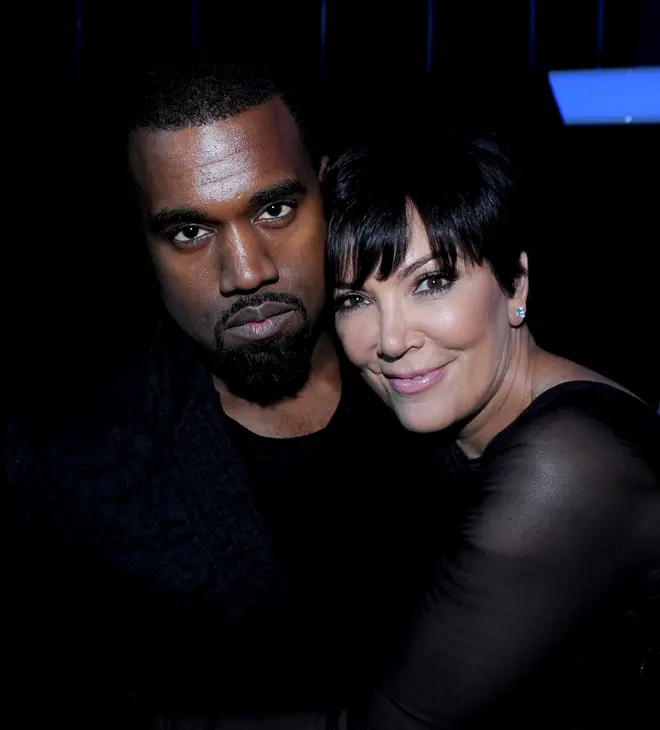 Kris Jenner and Kanye West on the set of The X Factor USA in 2012