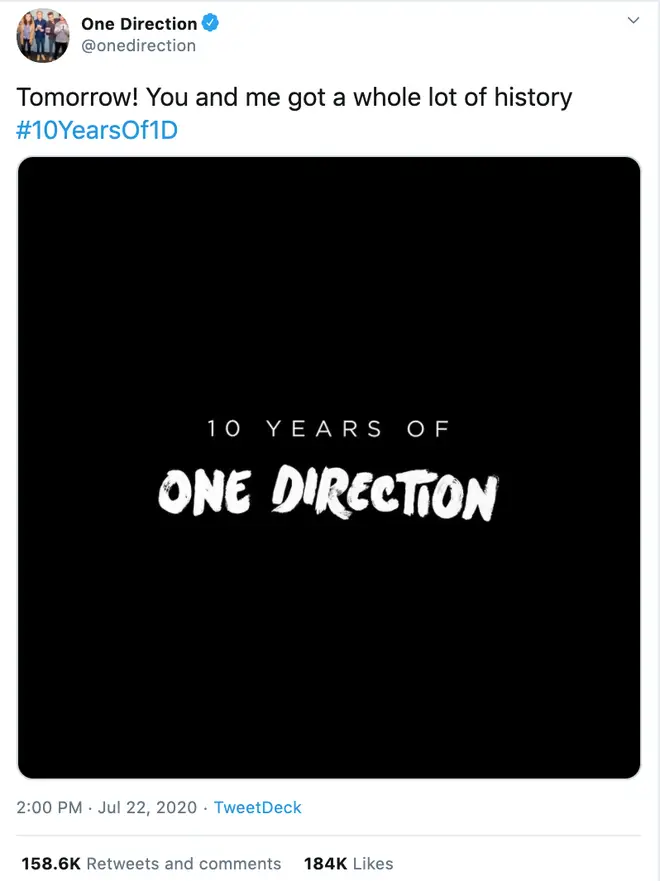 One Direction just tweeted for the first time in two years