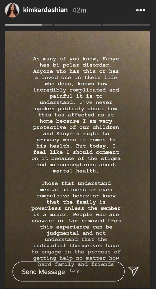 Kim Kardashian shared a statement on Instagram.