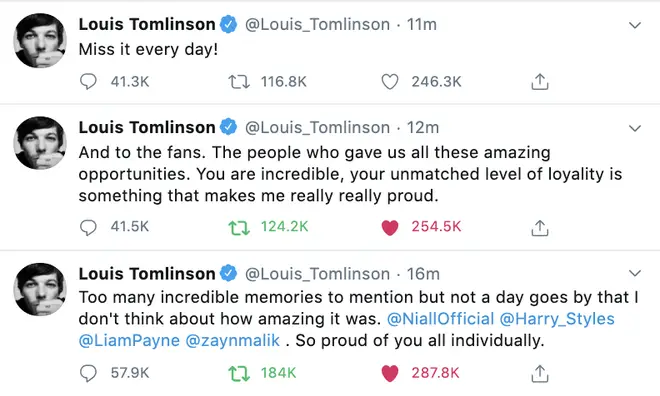 Louis Tomlinson showed love to One Direction fans in his post