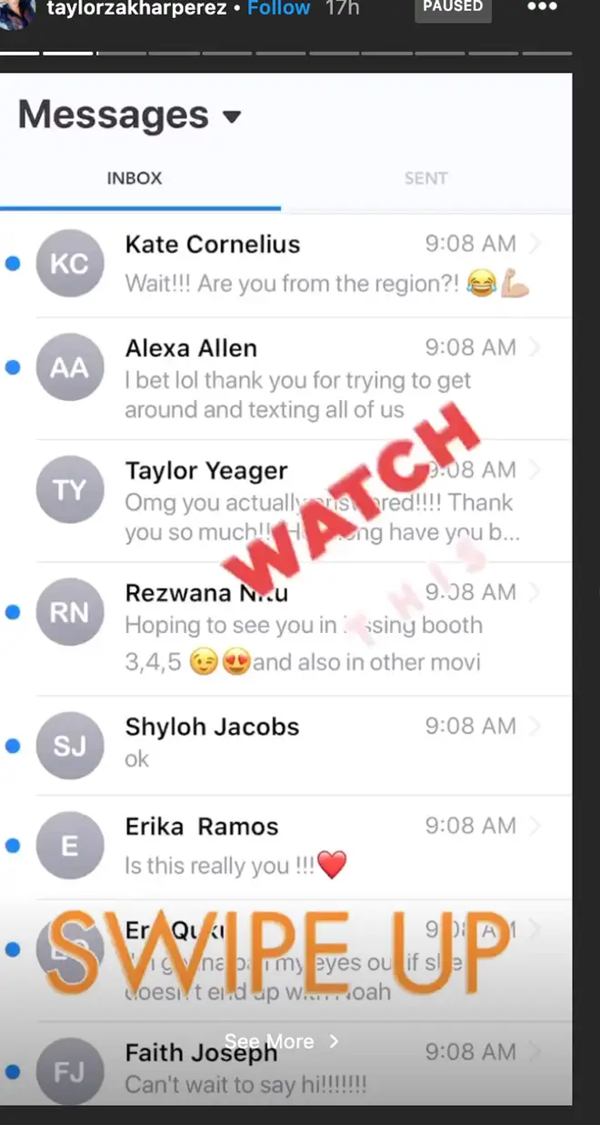 Taylor Zakhar-Perez shared a screenshot of the texts from fans