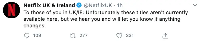 Netflix UK responded to viewers' complaints