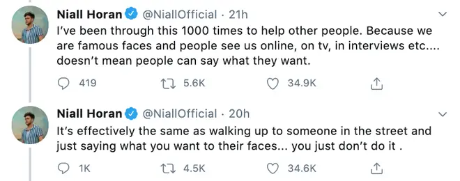 Niall Horan slams people writing whatever they want to celebs online