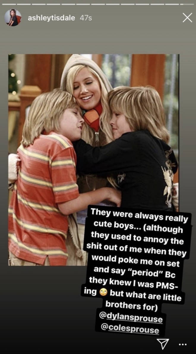 Ashley Tisdale posted a throwback picture with Cole and Dylan Sprouse