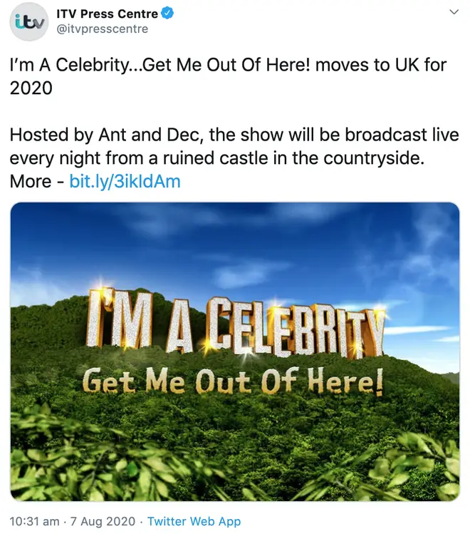 ITV made the announcement on Twitter.