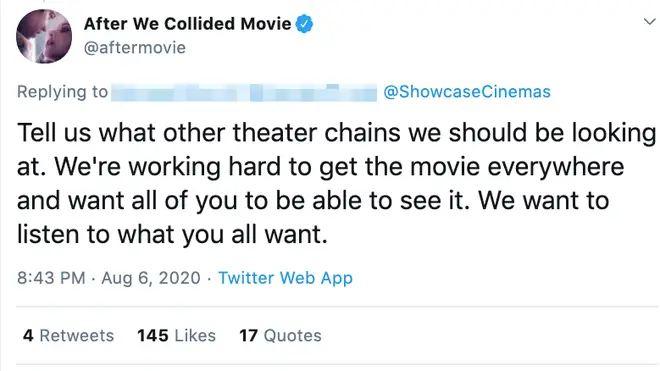 After We Collided creators are trying to get the film shown in as many countries as possible