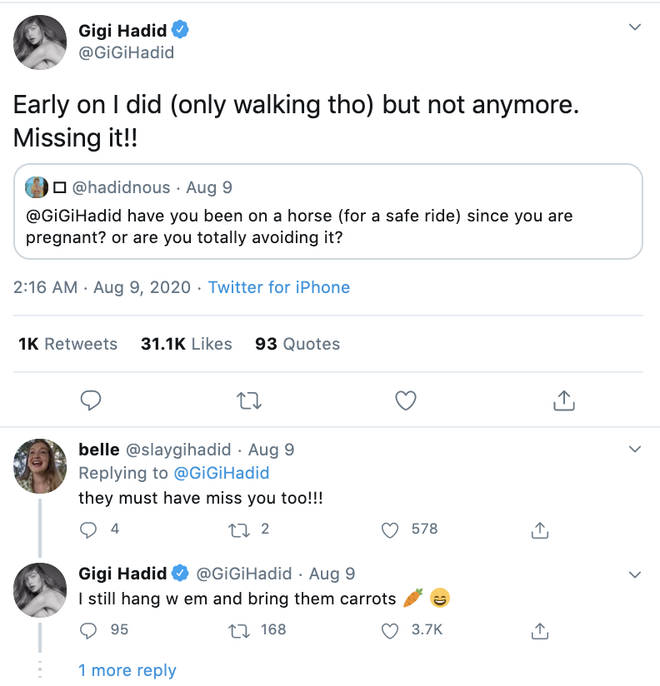 Gigi Hadid revealed she misses horse-riding