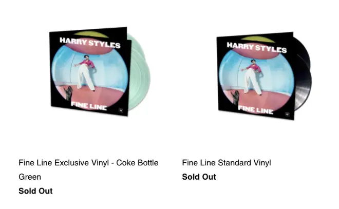 Harry Styles' limited edition vinyls are sold out
