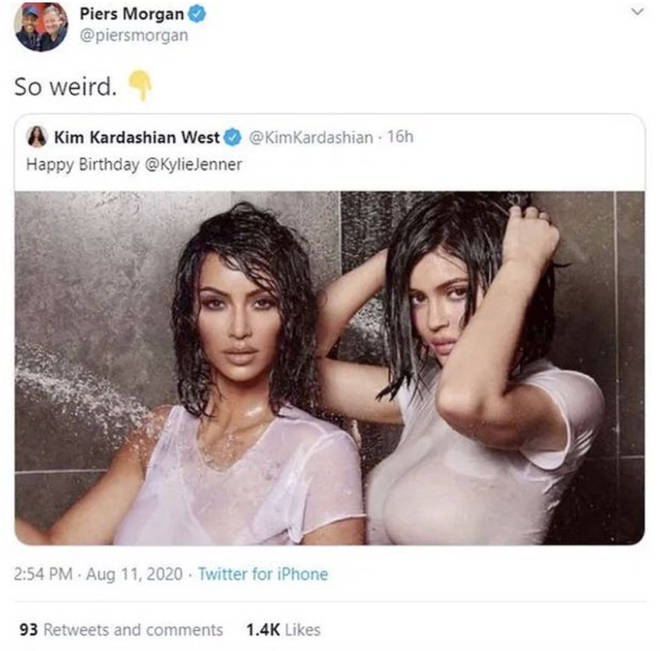 Piers Morgan called out Kim Kardashian's Twitter post