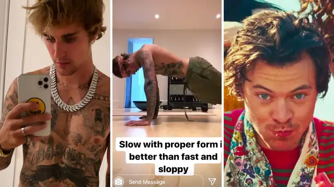 Justin Bieber shows off shirtless workout to Harry Styles' Watermelon Sugar