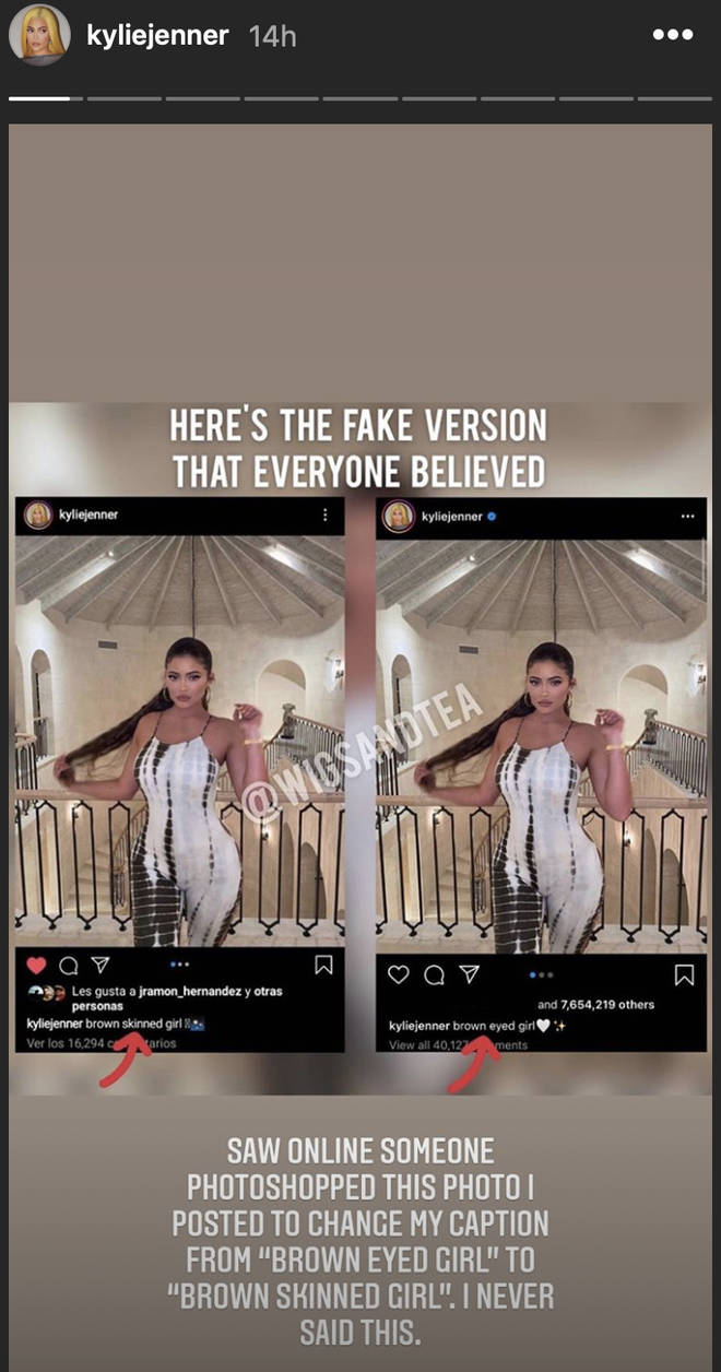 Kylie Jenner revealed the screenshots on her Instagram story