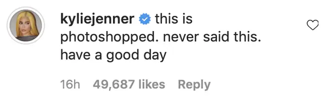 Kylie Jenner shut down the comments about her Instagram caption