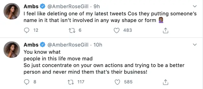 Amber Gill shut down fans' replies mentioning well-known stars