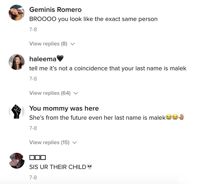 Fans took to the comments to compare the TikTok star to the morphed pictures
