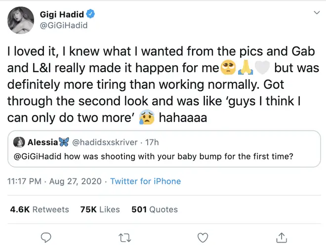 Gigi Hadid spoke about her pregnancy photoshoot