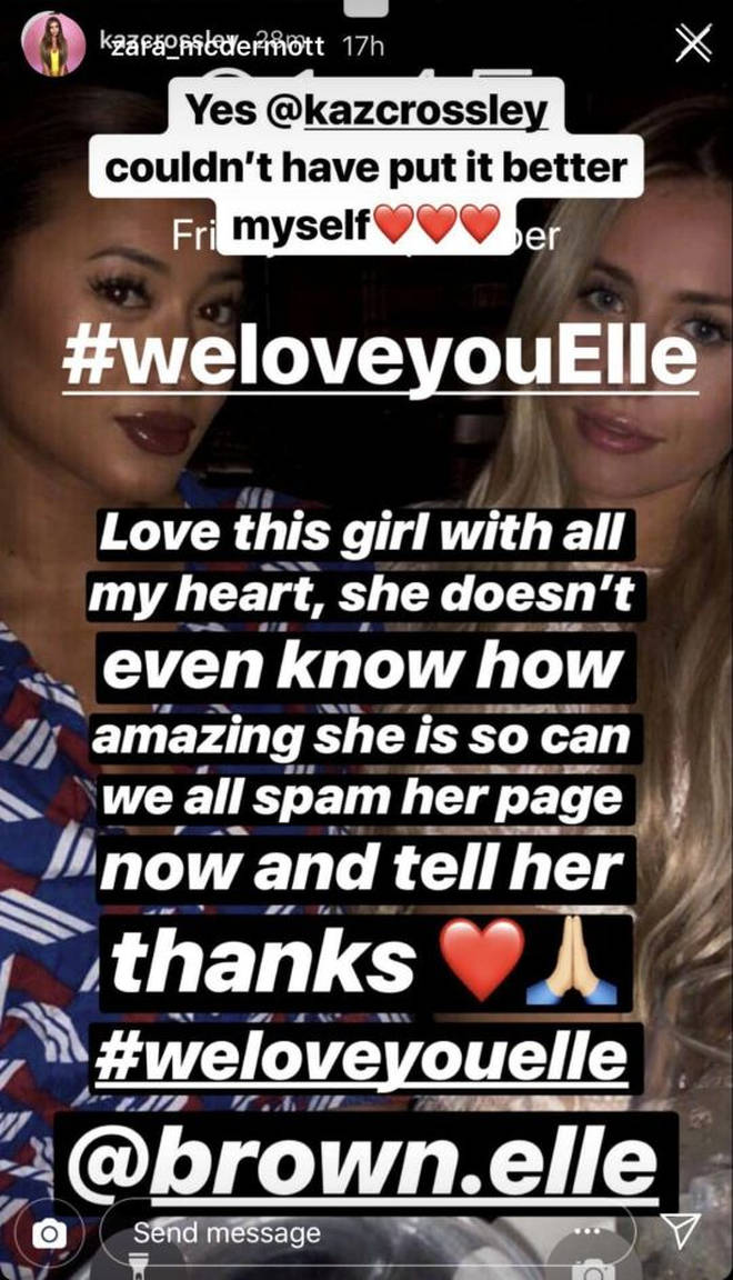 Love Island stars Kaz Crossley and Zara McDermott supported Ellie Brown after her split from Charlie Brake