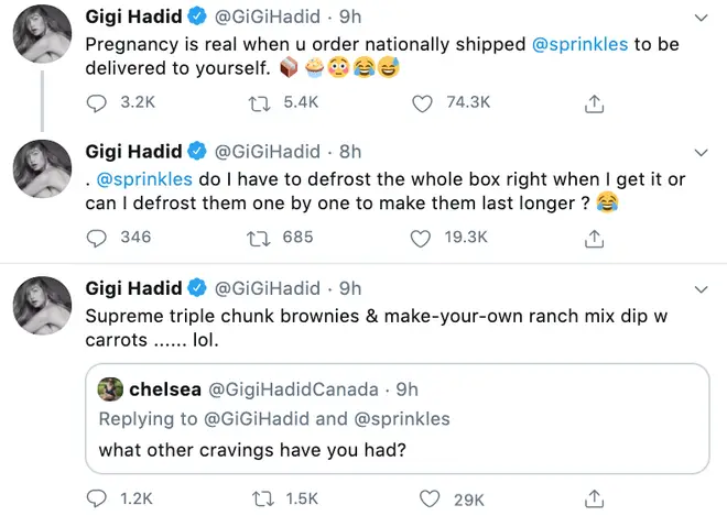 Gigi Hadid ordered a box of cupcakes to her door