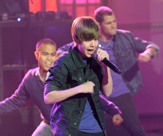 Justin Bieber performing at Dick Clark's New Year's Rockin' Eve With Ryan Seacrest in 2010