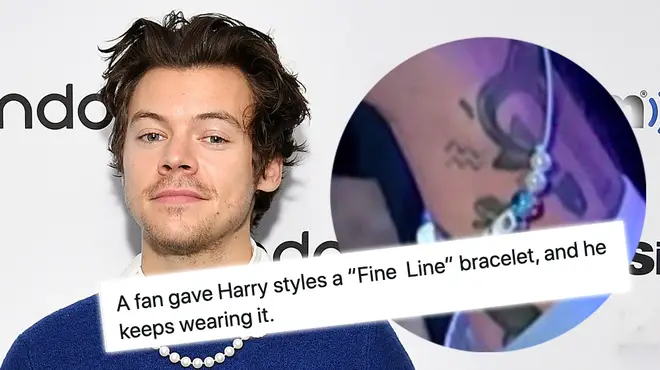 Harry Styles wearing a fan-made bracelet