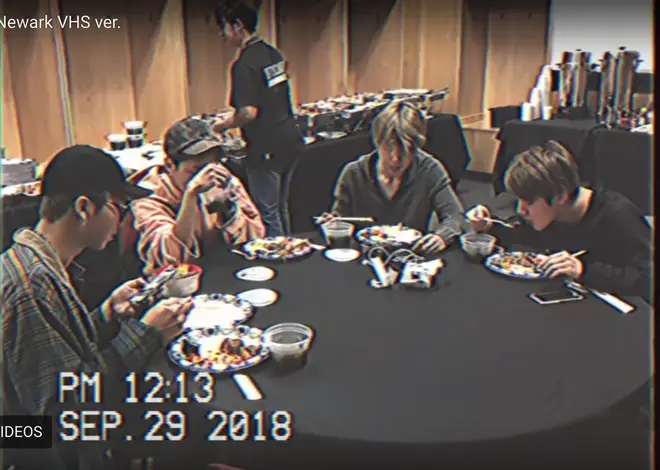 BTS boys eating together before a show in Newark, New Jersey