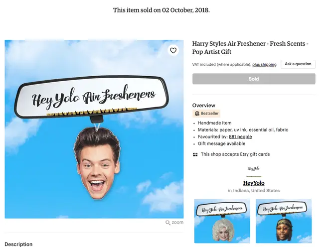 Harry Styles air fresheners sold out immediately and the reviews are hilarious