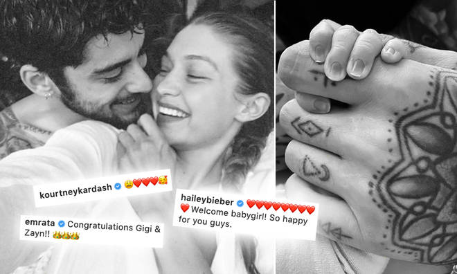Zayn and Gigi's celebrity pals have been reacting to their baby news.