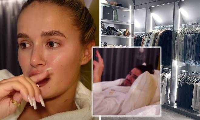 Molly Mae Hague addresses man in her bed and shows off walk in wardrobe