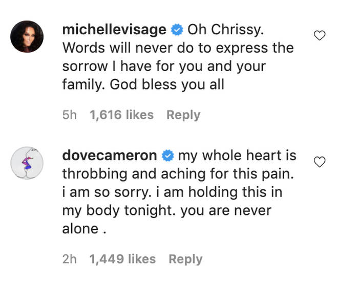 Messages of support have been sent to Chrissy and her family.