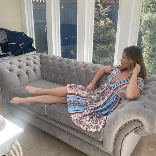 Amy Childs has a crushed velvet sofa in her conservatory