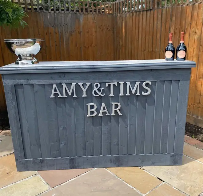 Amy Childs and her boyfriend have a bar in the garden