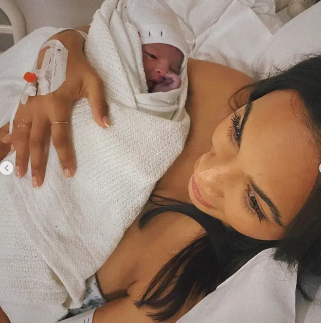 Rochelle Humes gave birth to her son on 9 October