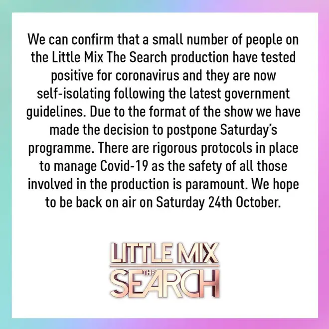 BBC have released a statement on why Little Mix:The Search is cancelled