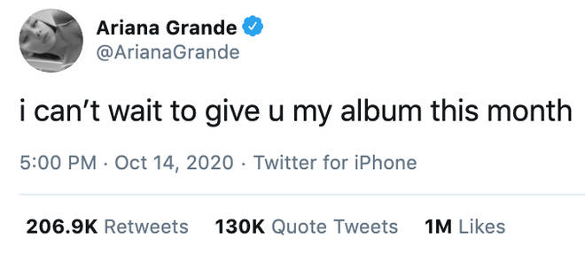 Ariana Grande announces she's dropping her sixth album